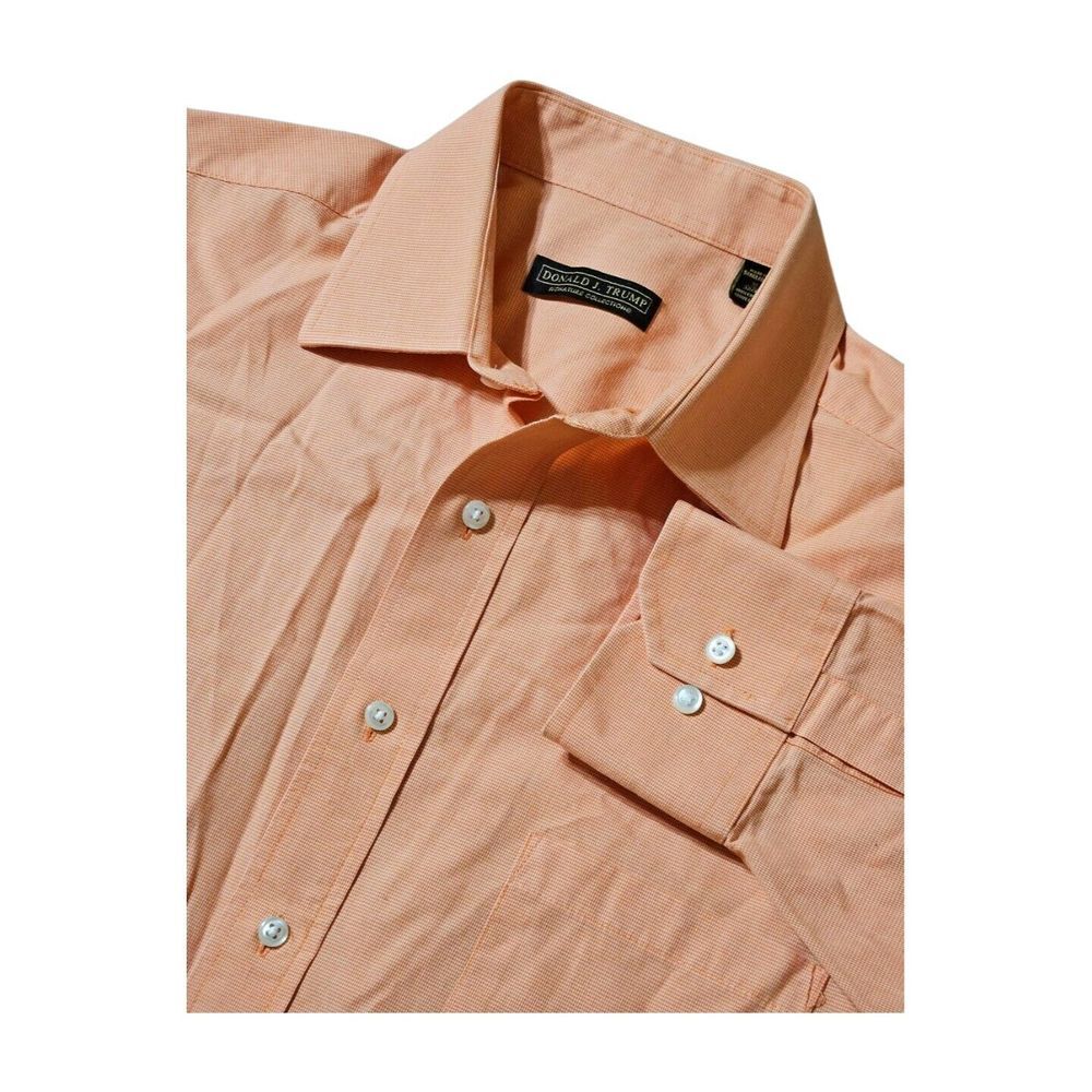 Donald J Trump Signature Collection Men's 16 L Orange Check Button Up Shirt